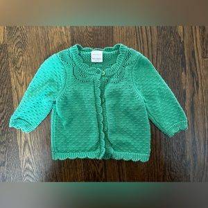 Hanna Andersson 100% Cotton Green Cardigan Sweater 3-6m